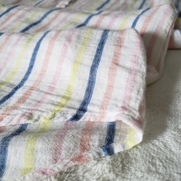 Splendid Linen Blend Button Front Midi Dress in Picnic Stripe - Picture 12 of 16